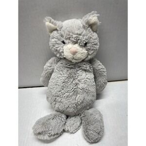 Jellycat London Retired Gray Bashful Kitten Kitty Cat White Face Plush 11" Soft